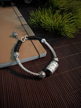 999純銀 蓮花 般若心経バングルブレスレット|職人手彫り 般若心経カフブレスレット