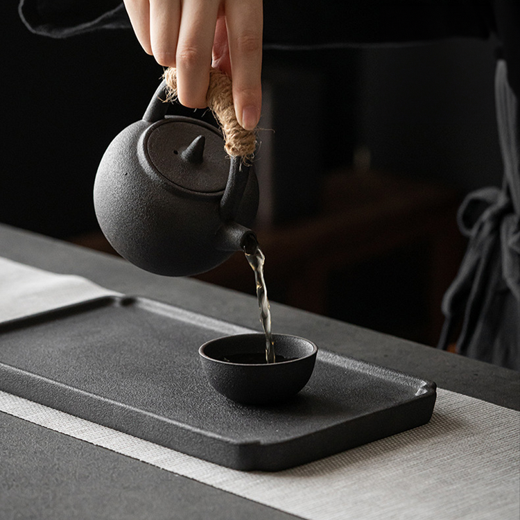 BIUDA 月日 Black and White Ceramic Tea Cup Set MOON – Minimalist Yin Yang Teaware for Mindful Living