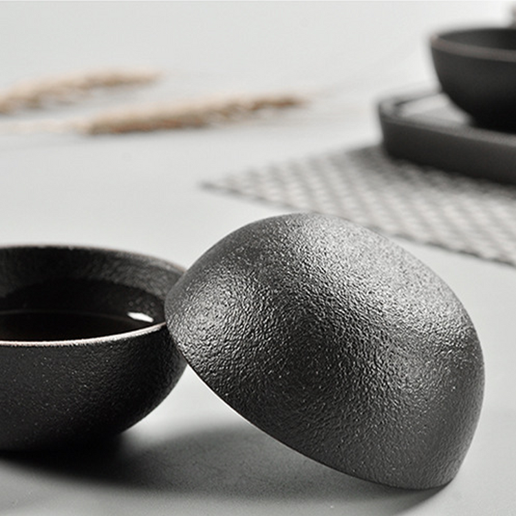 BIUDA 月日 Black and White Ceramic Tea Cup Set MOON – Minimalist Yin Yang Teaware for Mindful Living