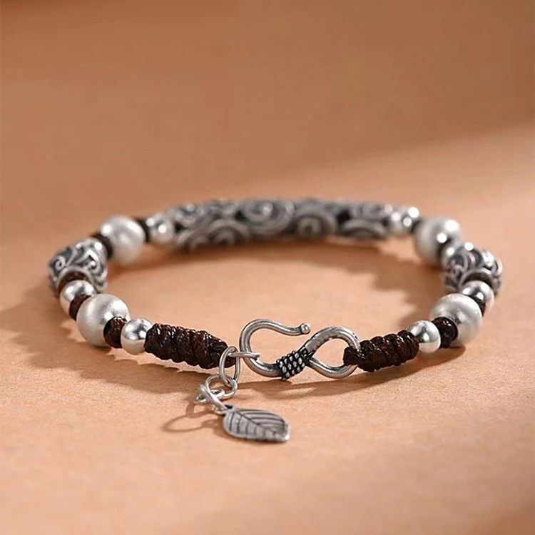 BIUDA Pure 999 Silver Cloud Buddhist Mantra Bracelet – Jewelry Symbolizing Impermanence & Flow