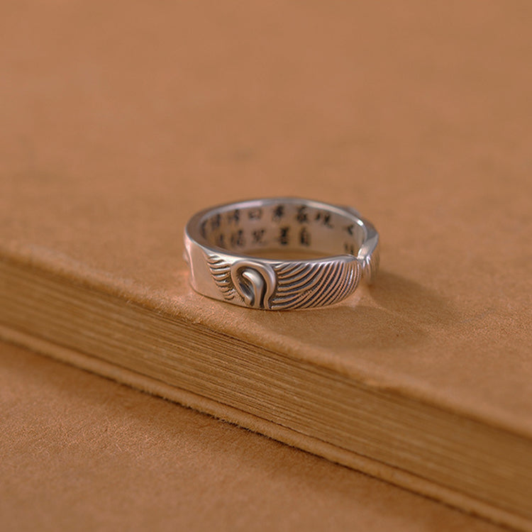 BIUDA 925 Sterling Silver Buddhist Spinning OM Mantra Ring – Engraved Meditation Jewelry