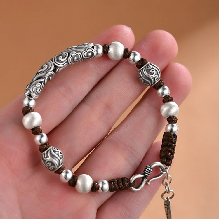 BIUDA Pure 999 Silver Cloud Buddhist Mantra Bracelet – Jewelry Symbolizing Impermanence & Flow