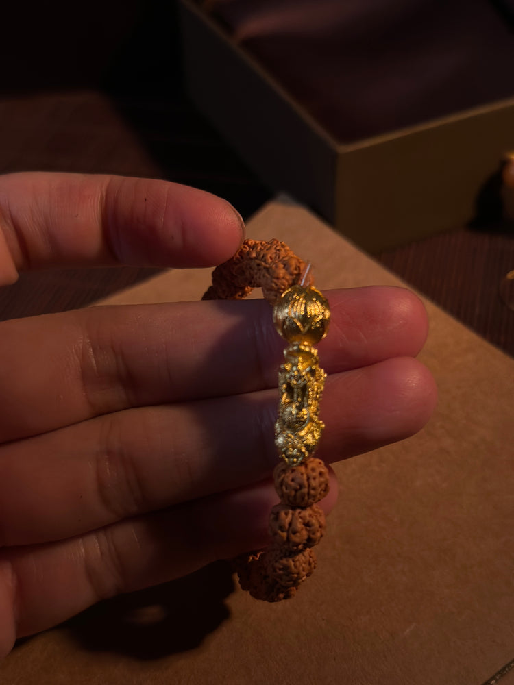 Bodhi Seed Pixiu Bracelet · Gold Plated Charm · Buddhist Prayer Bead Mala · Handcrafted Protection Bracelet
