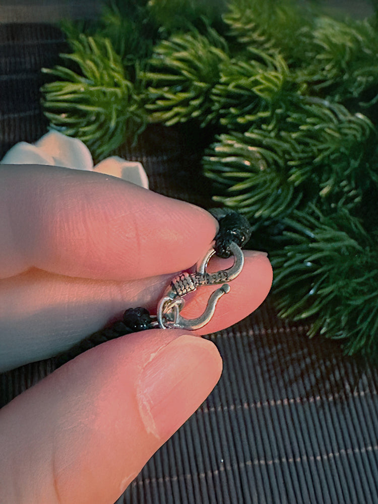 999純銀 仏頭 ビーズブレスレット|職人手彫り 仏像チャーム 数珠ブレスレット