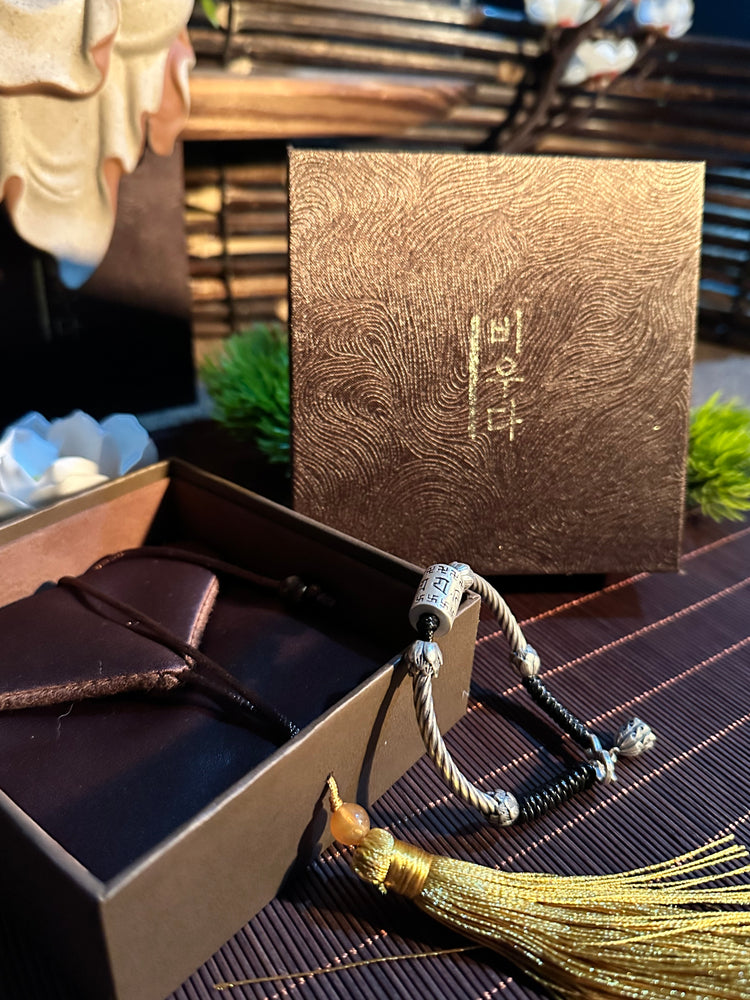 999純銀 蓮花 般若心経バングルブレスレット|職人手彫り 般若心経カフブレスレット