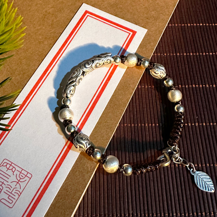 BIUDA Pure 999 Silver Cloud Buddhist Mantra Bracelet – Jewelry Symbolizing Impermanence & Flow
