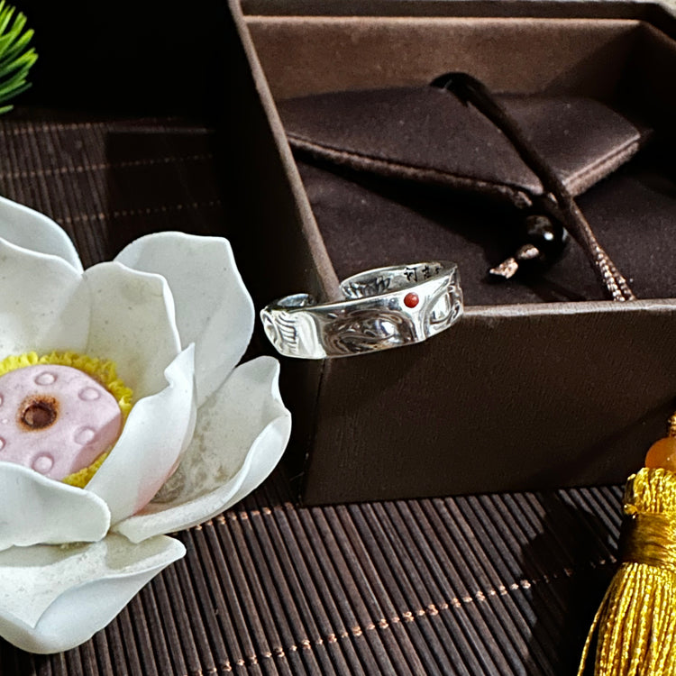 BIUDA 925 Sterling Silver Buddhist Spinning OM Mantra Ring – Engraved Meditation Jewelry