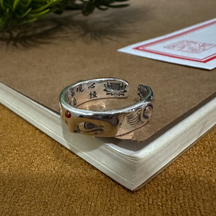 BIUDA 925 Sterling Silver Buddhist Spinning OM Mantra Ring – Engraved Meditation Jewelry