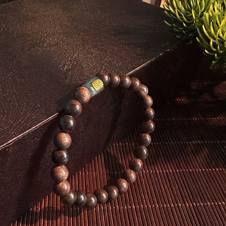 BIUDA Premium Agarwood & Jade Mala Bracelet β Handmade Buddhist Bracelet for Career Luck & Spiritual Protection
