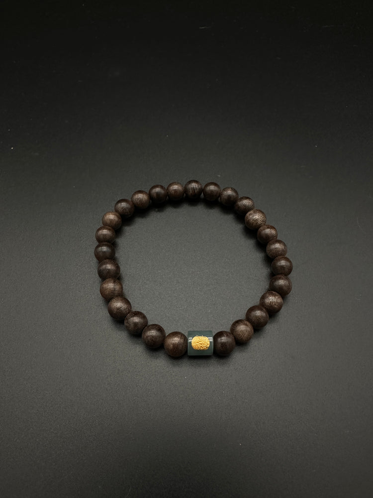 BIUDA Premium Agarwood & Jade Mala Bracelet β Handmade Buddhist Bracelet for Career Luck & Spiritual Protection