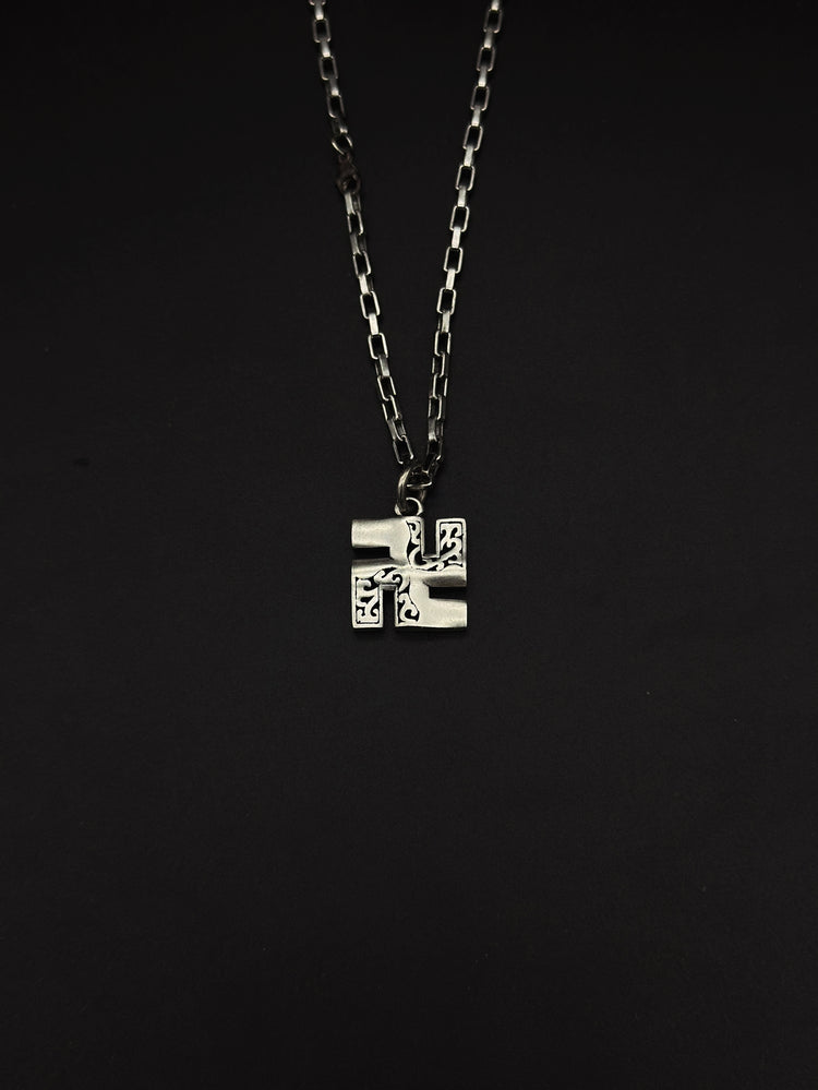 999 Fine Silver Manji Pendant Chain Necklace · Handcrafted Buddhist Swastika Symbol Necklace
