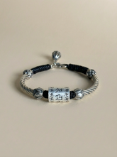 999純銀 蓮花 般若心経バングルブレスレット|職人手彫り 般若心経カフブレスレット