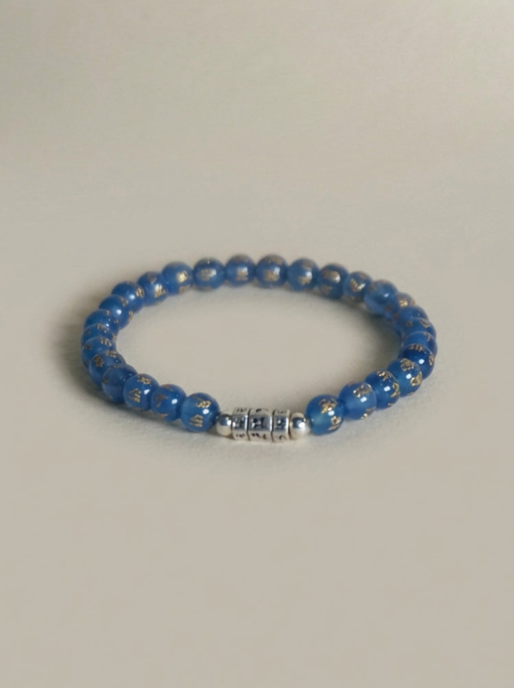 Natural Jade Mantra Bracelet · 925 Silver · Om Mani Padme Hum · Six-Syllable Buddhist Prayer Bead Mala