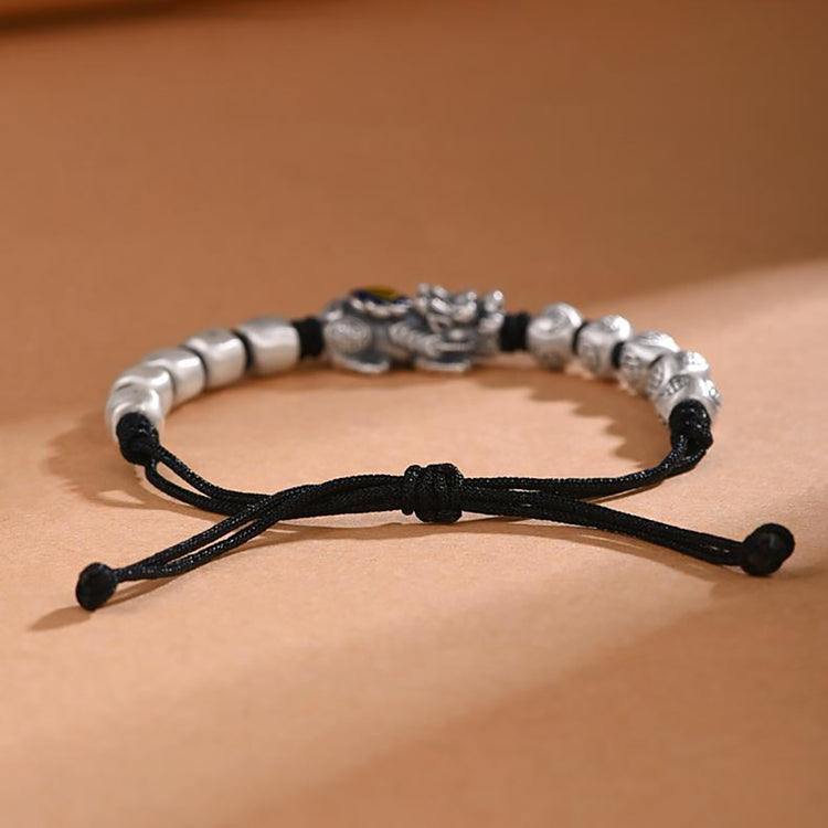BIUDA Pure 999 Silver Pixiu Buddhist Mantra Bracelet – Spiritual Protection Jewelry
