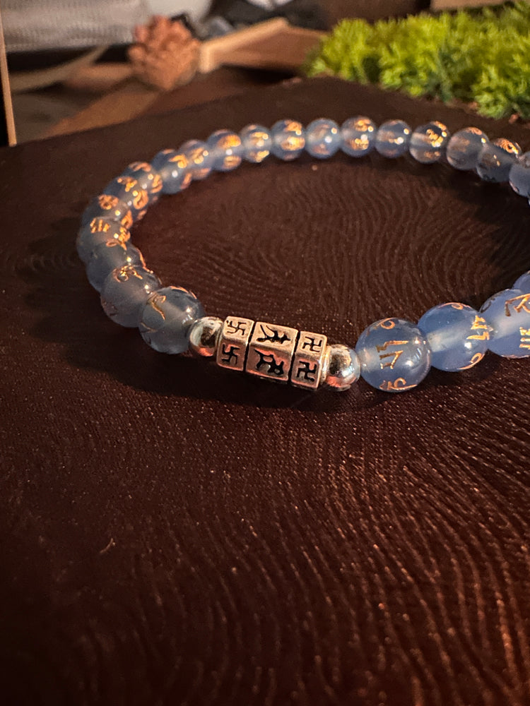 Natural Jade Mantra Bracelet · 925 Silver · Om Mani Padme Hum · Six-Syllable Buddhist Prayer Bead Mala