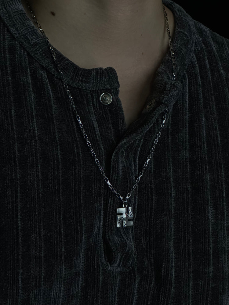 999 Fine Silver Manji Pendant Chain Necklace · Handcrafted Buddhist Swastika Symbol Necklace