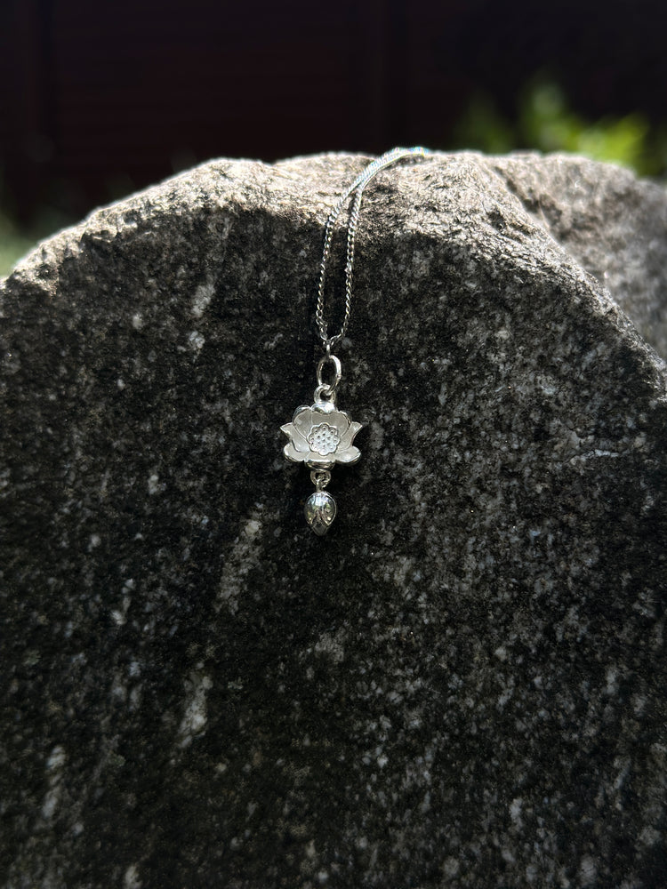 925 Sterling Silver Lotus Pendant Necklace · Handcrafted Buddhist Lotus Chain Necklace