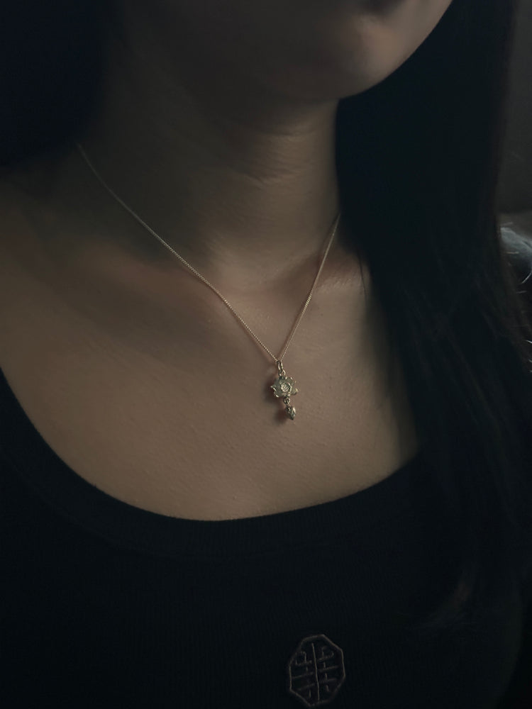 925 Sterling Silver Lotus Pendant Necklace · Handcrafted Buddhist Lotus Chain Necklace