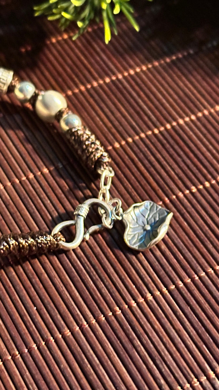 999純銀 仏頭 ビーズブレスレット｜職人手彫り 仏像チャーム 数珠ブレスレット