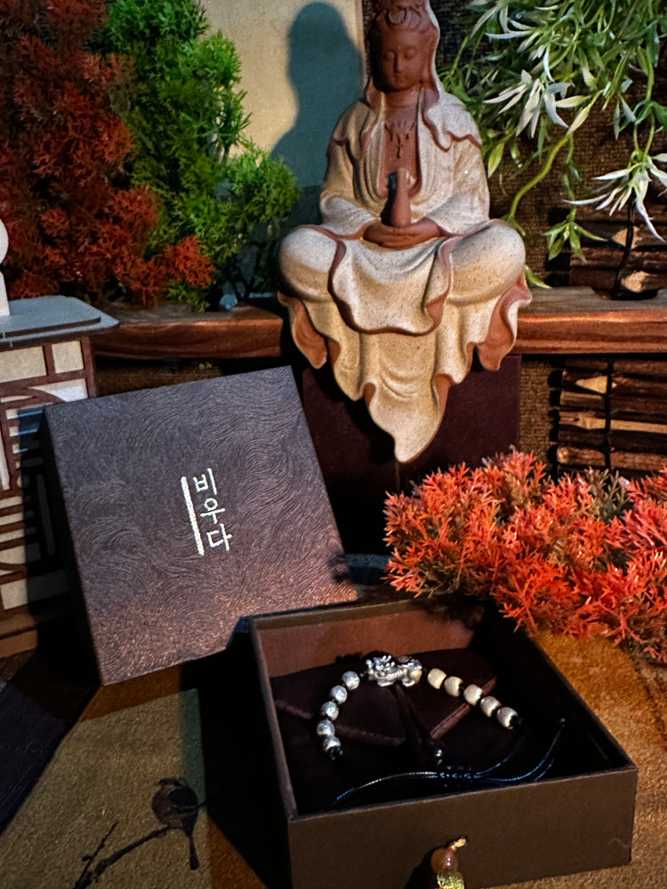 999純銀 貔貅（ヒキュウ）バングルブレスレット｜職人手彫り 招財守護カフブレスレット