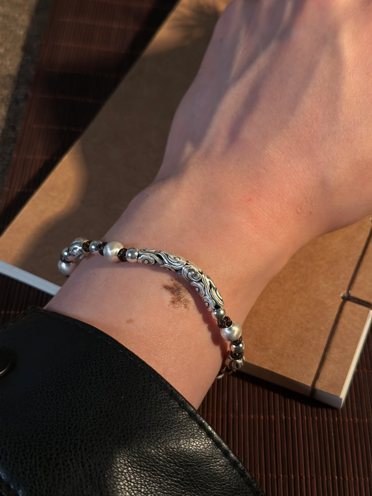 999 Fine Silver Cloud Buddhist Bracelet | Handcrafted Auspicious Cloud Bead Bracelet