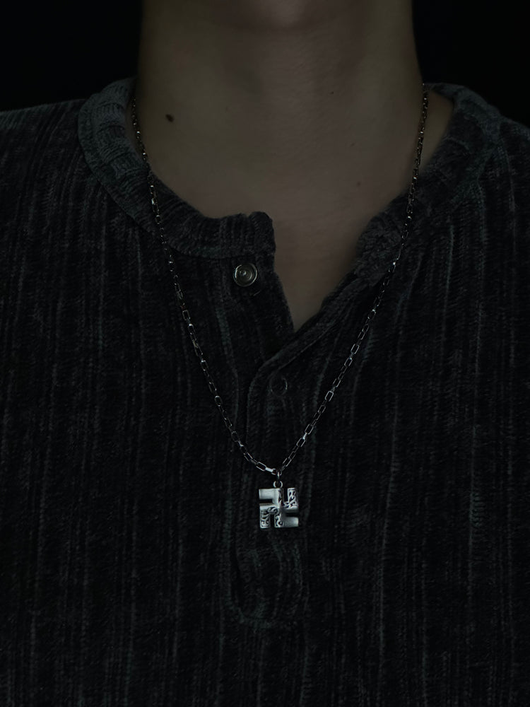 999 Fine Silver Manji Pendant Chain Necklace · Handcrafted Buddhist Swastika Symbol Necklace