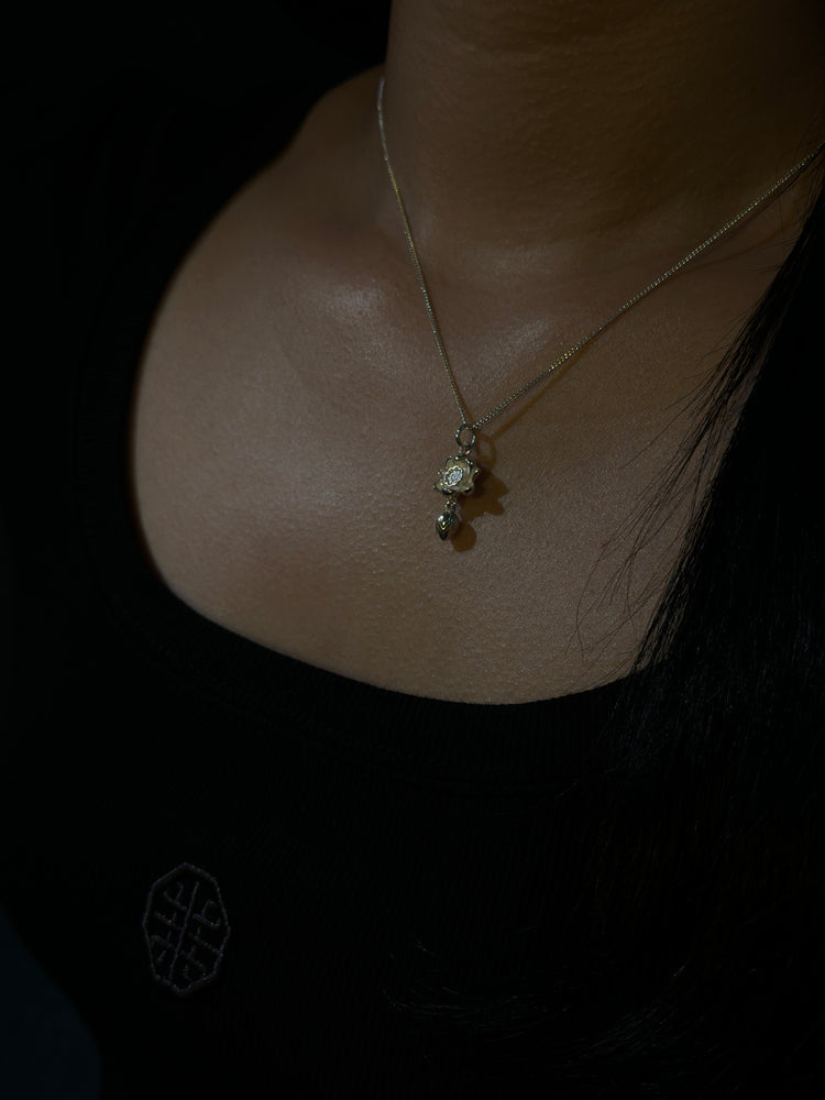 925スターリングシルバー 蓮花ペンダントネックレス｜職人手彫り 仏教 蓮モチーフ チェーンネックレス